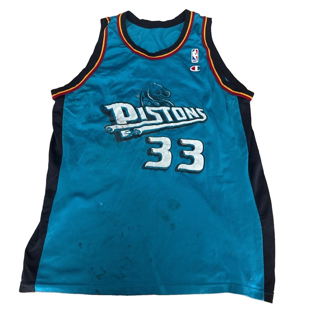 Vintage 90s Grant Hill Detroit Pistons Champion Authentic Jersey Size LARGE FAIR